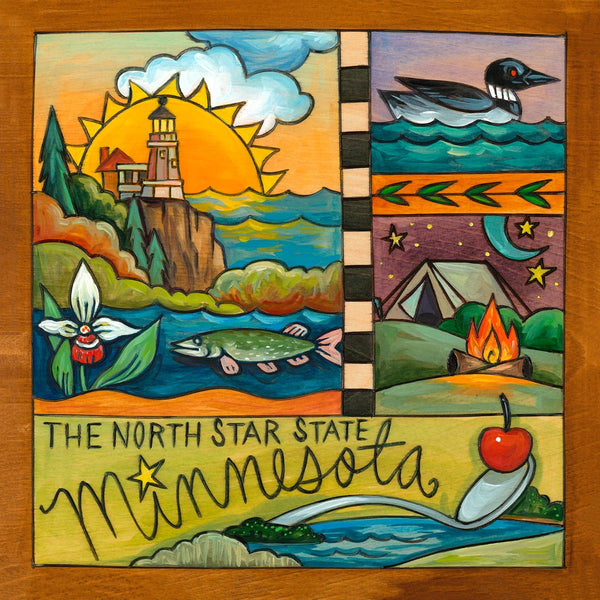 "Land of Lakes and Loons" Plaque – Beautiful artisan printed plaque honoring "The North Star State"