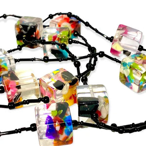 Long Beaded Resin Necklace
