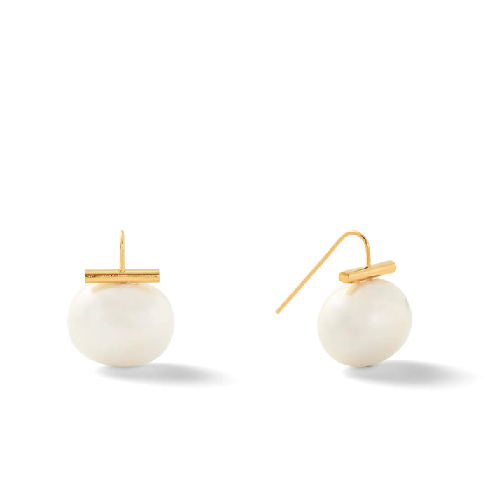 Gold Large Pebble Pearl Earrings (Assorted)