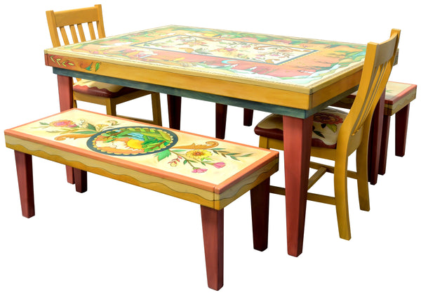 60" Rectangular Dining Table with Seating