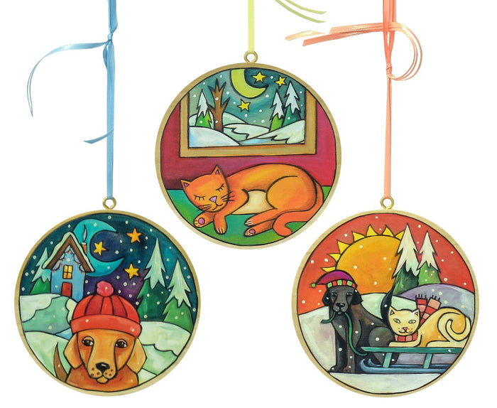 Circle Christmas Ornament Set - Pets