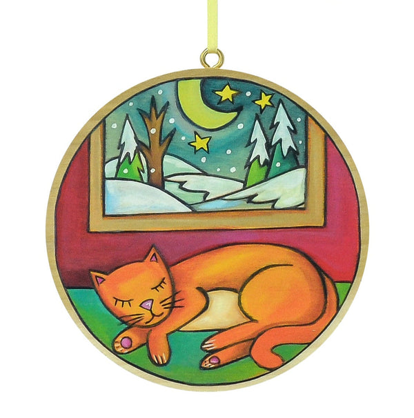"Cozy Cat" Circle Ornament