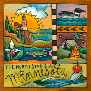  Beautiful hand painted Minnesota plaque honoring "The North Star State"
