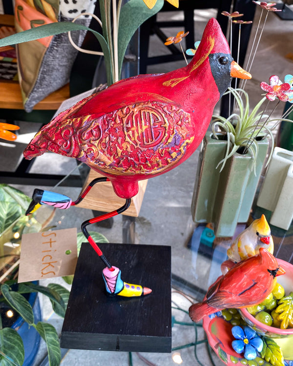 Small Bird Sculpture | Cardinal Zin