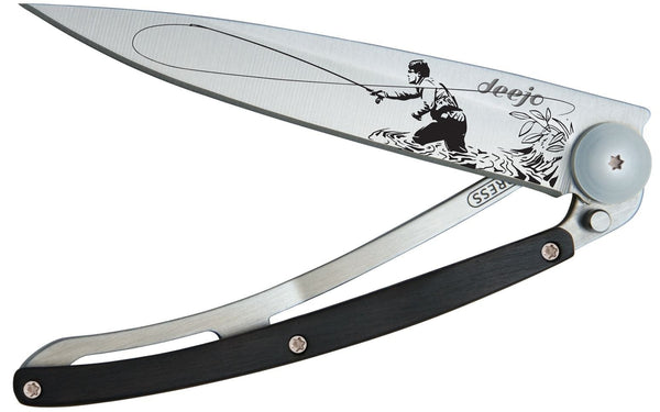 Pocket Knife | Ebony Wood + Fly Fishing