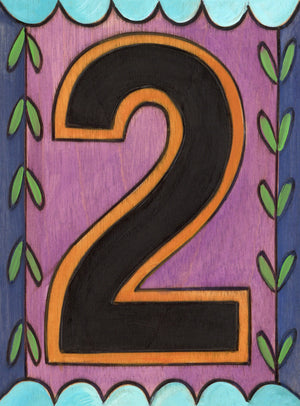Sincerely, Sticks "2" House Number Plaque option 2 with scallop and vine borders