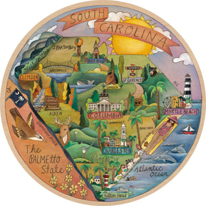 "The Palmetto State" Lazy Susan – Beautiful "South Carolina" coastal region lazy susan motif front view