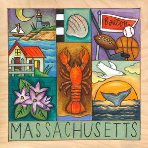 "The Bay State" Plaque – Massachusetts nature scenes with a beautiful state painted symbols