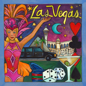 "Roll the Dice" Plaque – Sin City landscape with casino entertainment imagery front view