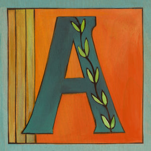 Sincerely, Sticks "A" Alphabet Letter Plaque option 2 with vine