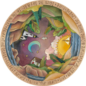 "Best Coast" Lazy Susan – Coastal landscape motif lazy susan with a lighthouse and the open sea front view