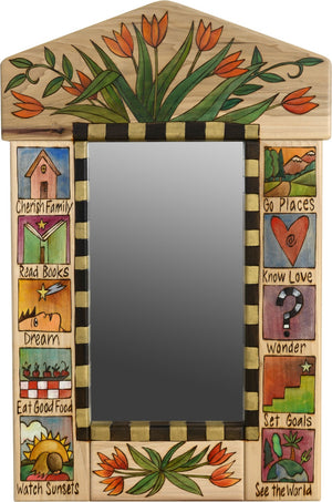 Small Mirror –  "Cherish Family/Know Love" mirror with tulip motif