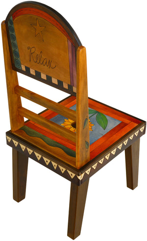 Sticks handmade chair with vibrant folk art imagery