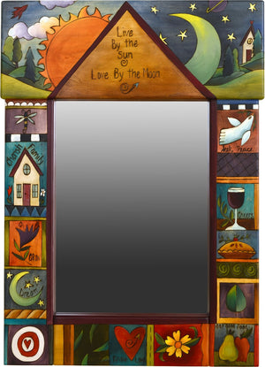 Medium Mirror –  "Live by the Sun/Love by the Moon" mirror with sunny day and starry night motif