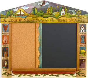 Small Activity Board –  "The Secret to Life is Enjoying the Passage of Time" activity board with sun and moon over the beautiful rolling hills motif