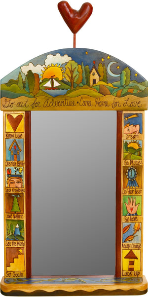 Large Mirror –  "Go out for Adventure/Come Home for Love" mirror with sailboat and home motif