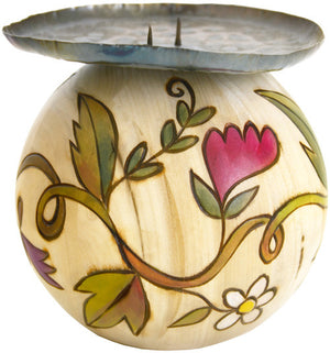 Sticks handmade candle holder with floral vine motif