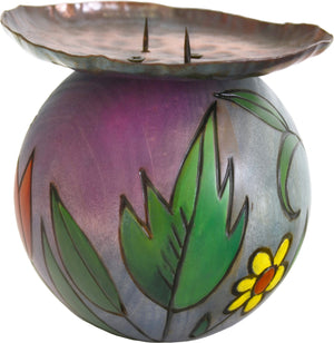 Ball Candle Holder –  Hand painted candle holder with floral motifs