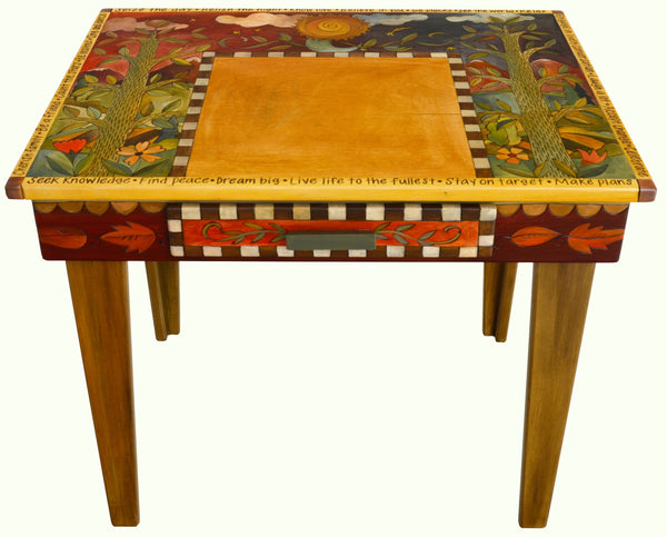 Small Desk –  "Seek Knowledge/Find Peace/Dream Big" small desk with day and night nature motif