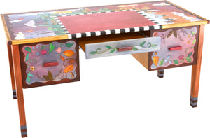 Large Desk –  Beautiful and vibrant oversized desk with a four seasons landscape and coordinating floral designs