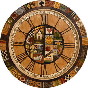 Sticks handmade 36"D wall clock with elegant, neutral color scheme