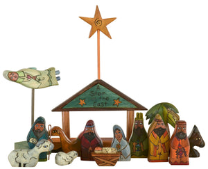 Small Nativity –  "A Star in the East" nativity with blue/green roof