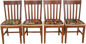 Sticks handmade chairs with colorful folk art imagery