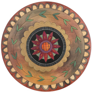 20" Lazy Susan –  Beautiful, richly painted floral lazy susan with vine, scallops, and scratchboard accents main view