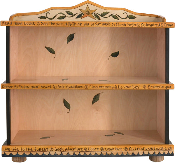 Short Bookcase –  Elegant and neutral bookcase with colorful block icons