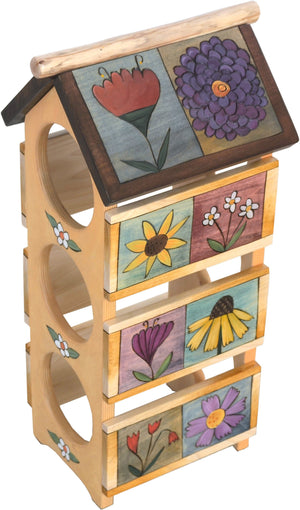 Sticks handmade wine rack with lovely floral motif