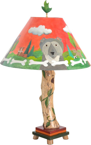 Log Table Lamp –  Whimsical dog themed log lamp