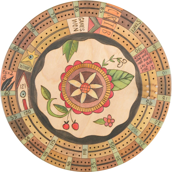 20" Cribbage Lazy Susan –  A sweet pink-hued contemporary floral design