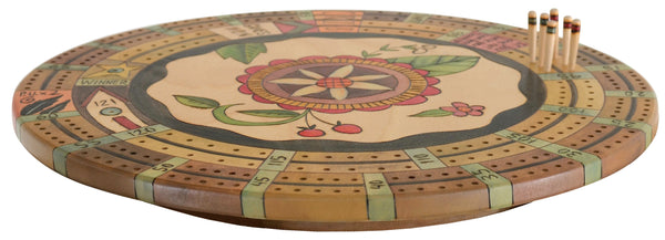 20" Cribbage Lazy Susan –  A sweet pink-hued contemporary floral design