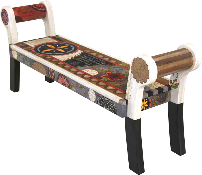 Rolled Arm Bench | Abstract Floral