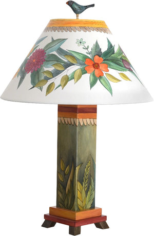 Box Table Lamp –  Beautiful table lamp with foliage them and folk art elements