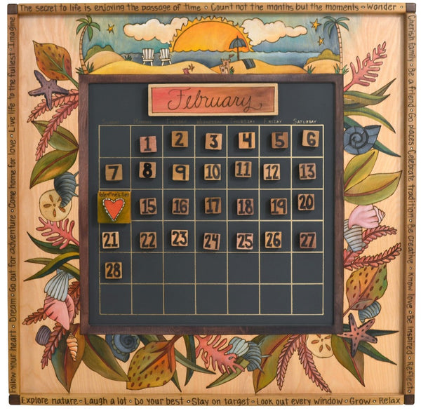 Large Perpetual Calendar –  Elegant and neutral color palette calendar with painted coastal themes