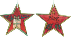Star Ornament –  "Give" star ornament with present motif