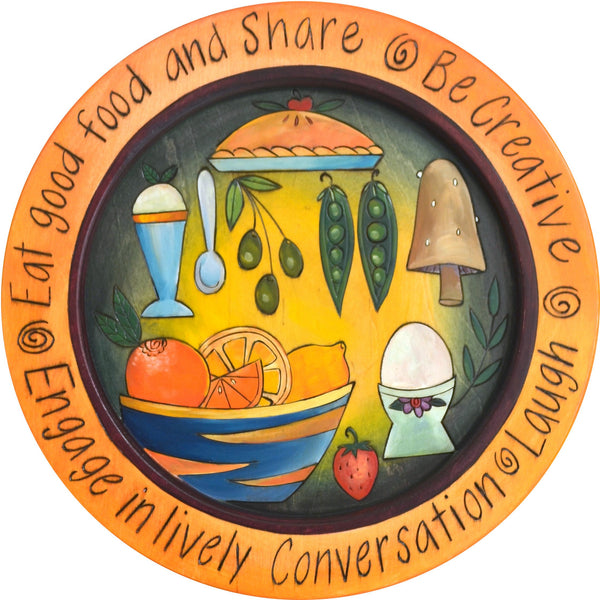 14" Round Tray –  Eat Good Food and Share round tray with food motif