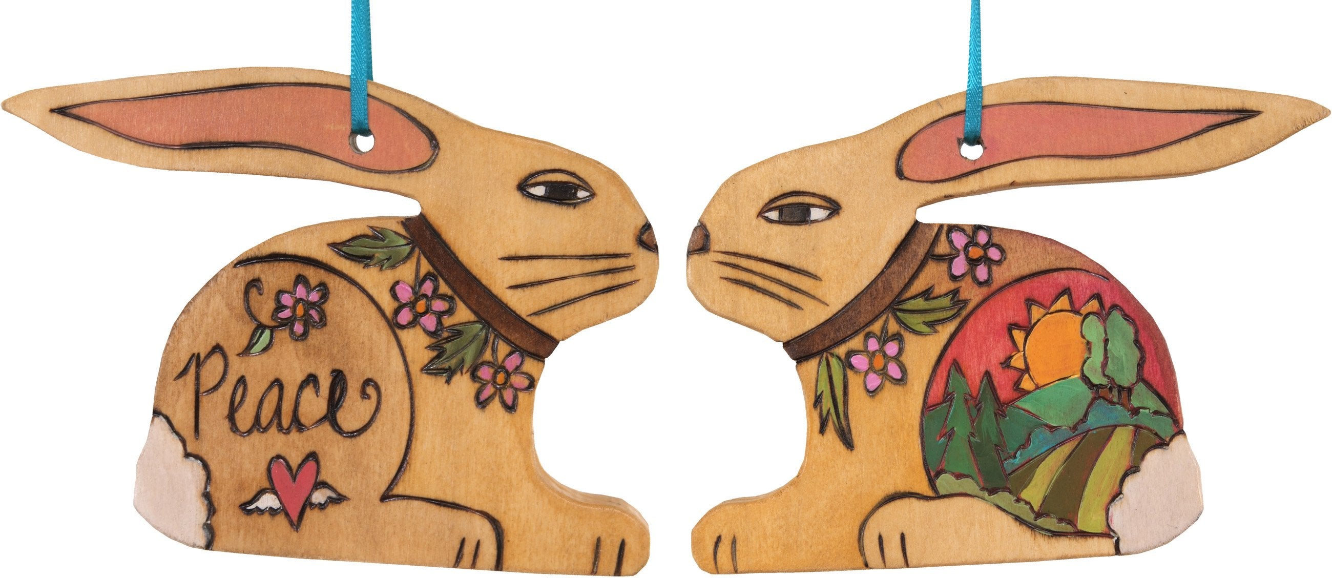 Rabbit Ornament –  Lovely rabbit ornament with landscape and floral motifs,