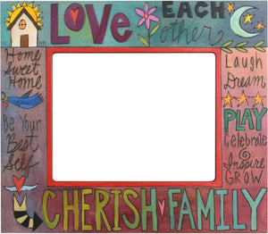 8"x10" Frame –  "Love Each Other/Cherish Family" frame with sun, moon and home motif