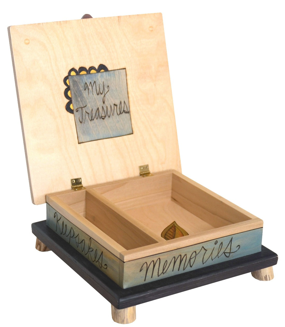 Keepsake Box – Blue-toned beautiful contemporary floral design with a heart handle