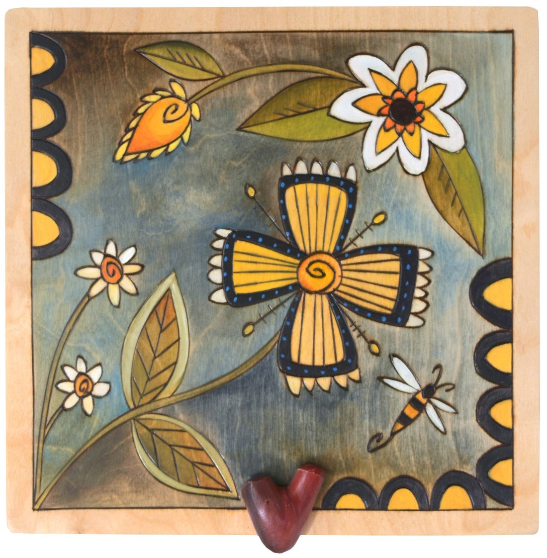 Keepsake Box – Blue-toned beautiful contemporary floral design with a heart handle