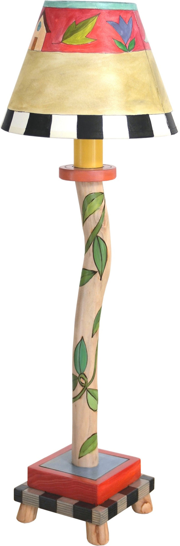 Log Candlestick Lamp –  Cute and quirky floating icons wrap around this little lamp's shade