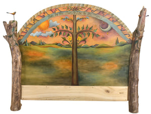 Queen Headboard –  Family Tree queen headboard with sun, moon and tree motif