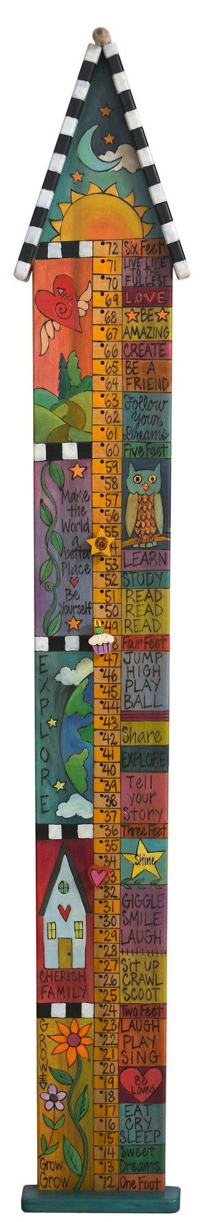 Growth Chart with Pegs –  "Cherish Family" growth chart with pegs with sun and moon motif