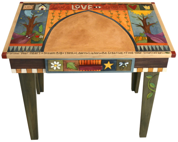 Small Desk –  "Find Your Inspiration" small desk with sun, moon and trees motif