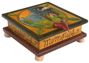 Keepsake Box – Encircled peaceful landscape with tree of life and home motif on this box's lid
