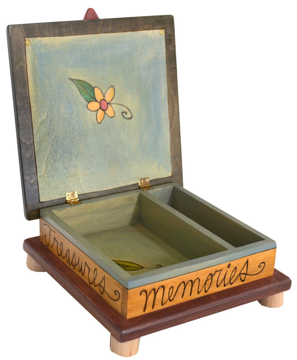 Keepsake Box – Encircled peaceful landscape with tree of life and home motif on this box's lid