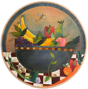 Sticks Handmade 28"D lazy susan with fruit bowl and vegetables