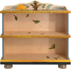 Short Bookcase –  Elegant and neutral bookcase with tree of life motif and colorful block icons